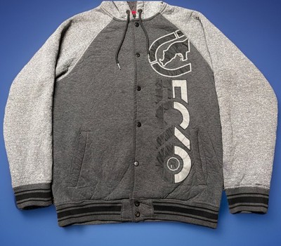 Y2K Ecko Unltd Hoodie Mens M / L Rhino Full Button Sweatshirt Jacket Sherpa
