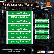 Taśma rurociągowa "Woda" - etykieta rurociągu
