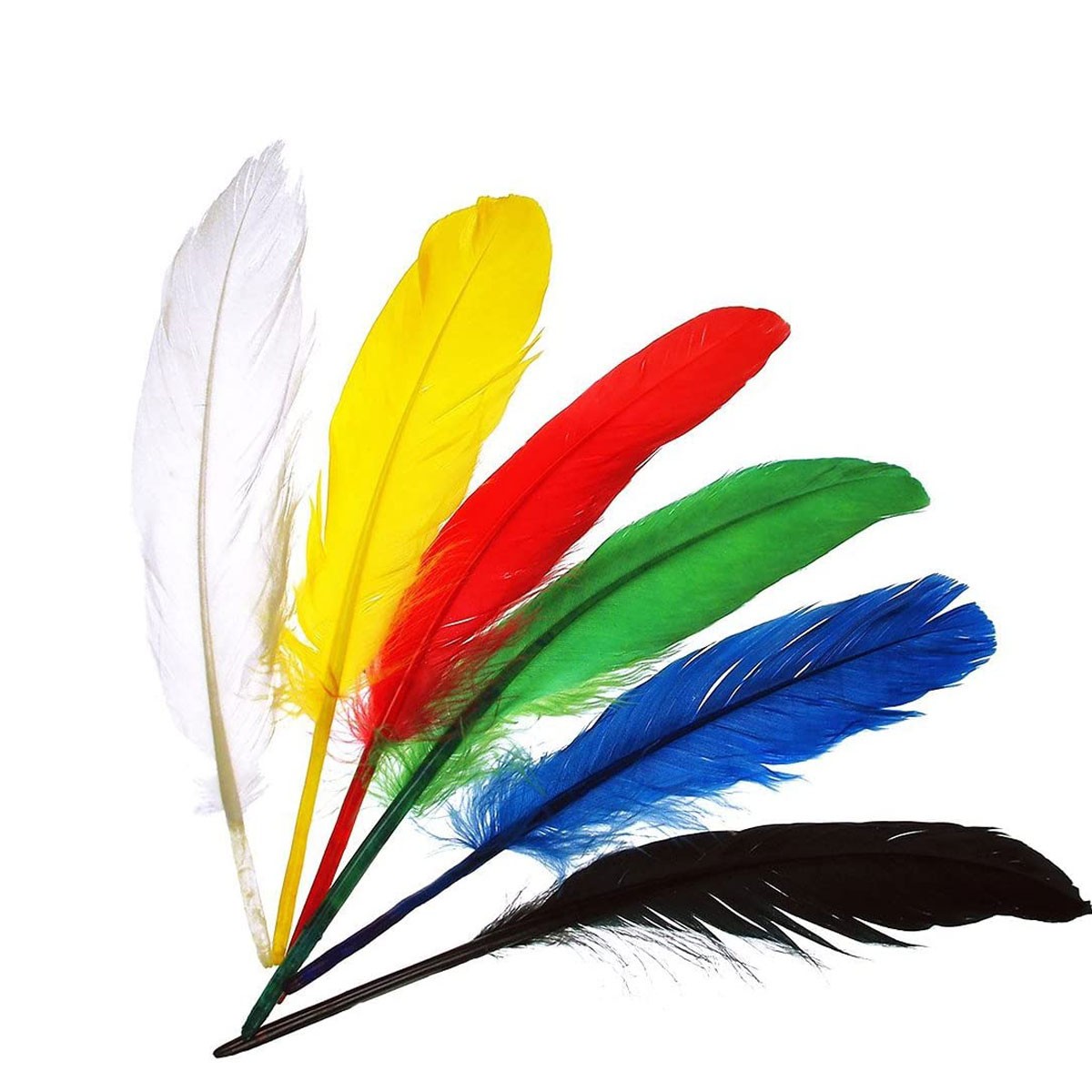 Plumas De Indio Meyco En Azul, Blanco, Amarillo, Rojo Y Negro De 17 A 20Cm