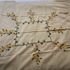 Hand Painted Floral Rectangle Tablecloth Napkins 55 x92