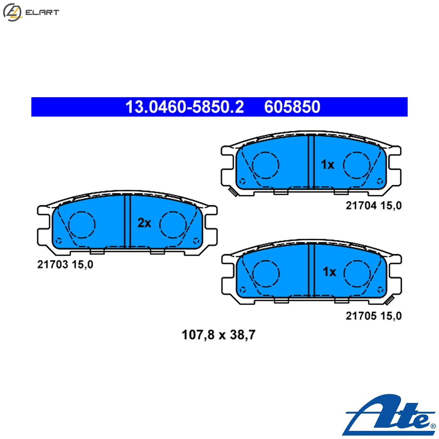 BRAKE PAD SET DISC BRAKE 13.0460-5850.2 FOR SUBARU OUTBACK/LEGACY LIBERTY/II