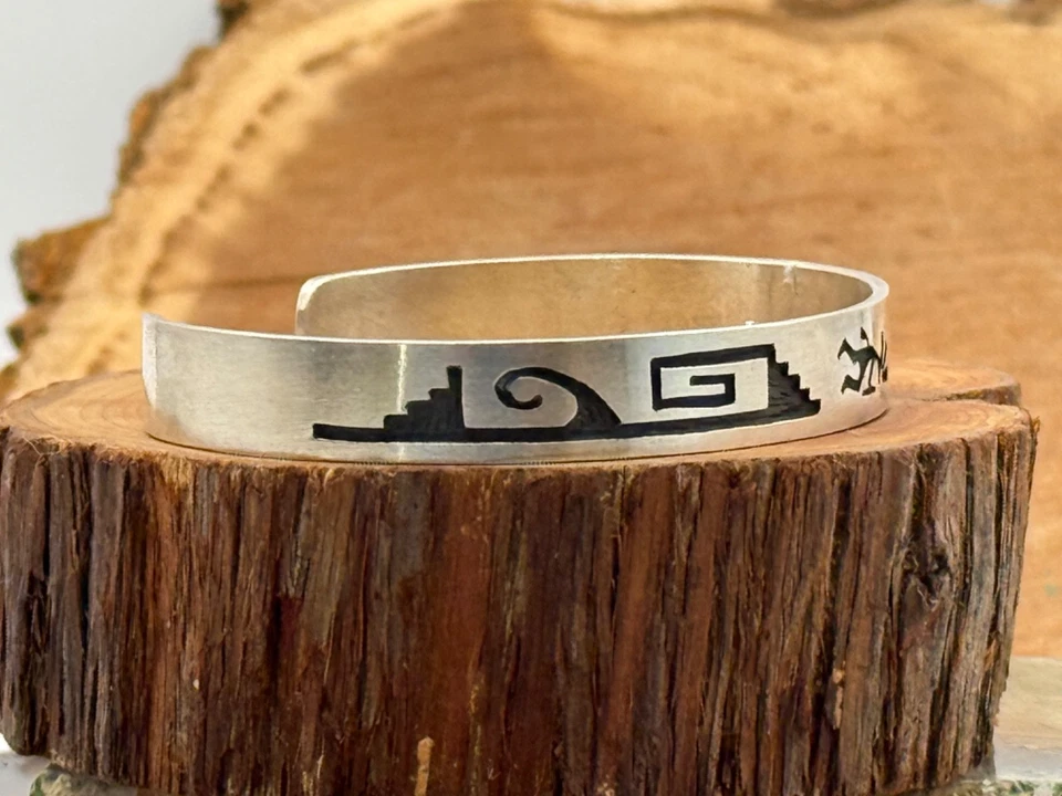 Vintage Navajo Sterling Silver Kokopelli Overlay Cuff Bracelet--TB583.25 - Image 2 of 4