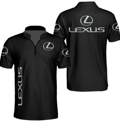 Custom Name Men's Lexus Logo Black Print 3D Zip T-Shirt Gifts - All Size
