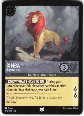 Simba - Rightful Heir Uncommon The First Chapter 190/204 NM Cold Foil