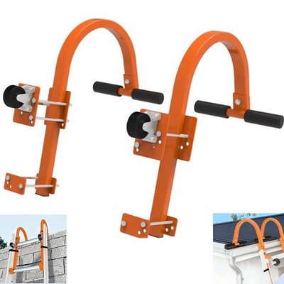 2 Pack Heavy Duty Steel Ladder Roof Hooks & Stabilizer, 500 lb Capacity, Easy Ac