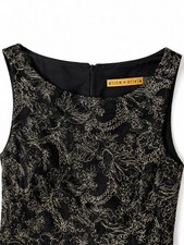 alice + olivia Black/Gold Floral Embroidered Backless A-Line Dress Sz S