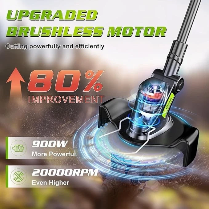 Rasentrimmer mit Akku 8" Bürstenlose Freischneider mit 2x4.0AH Batterie - Bild 2 von 4