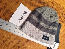 HURLEY GREEN GRAY BEIGE Striped Knit Beanie sz OS BKT