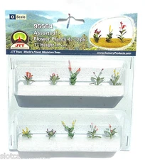 JTT SCENERY 95564 ASSORTED FLOWER PLANTS 4  O SCALE  1" HIGH   10/PK