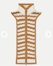 278 NWT VERONICA BEARD Ariana Striped White camel Tan Knit Dickey jacket Insert