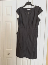 NWOT~Women's~Calvin Klein~Pencil Sleeveless~Full Zip~Pockets Lined Dress Size 12