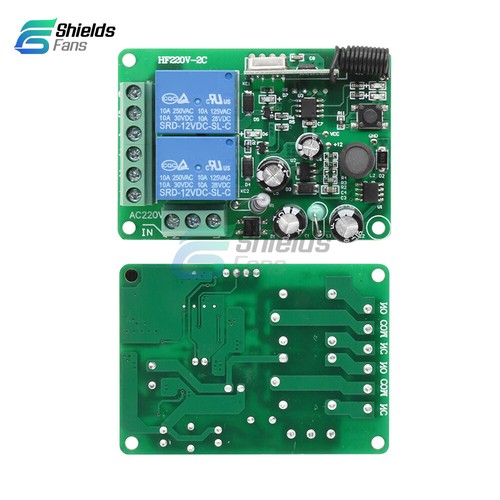 AC 220V 433MHz 2CH Channel Wireless RF Relay Remote Control Switch ...