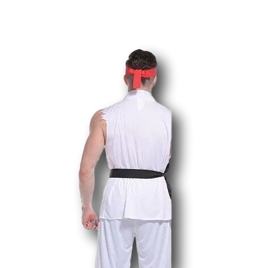 Mens Karate Costume Street Fighter Cobra Ryu Kung Fu Fancy Dress Adult