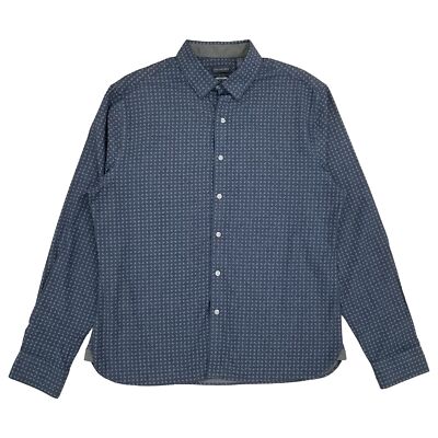 Van Heusen Mens Indigo Paisley Long Sleeve Slim Fit Button-Down Shirt