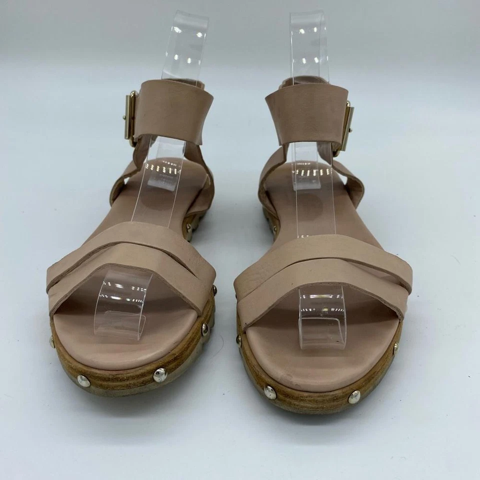 Sandálias femininas AGL Gladiador couro cravejado alça no tornozelo marrom bronzeado 36 6 - Imagem 3 de 4