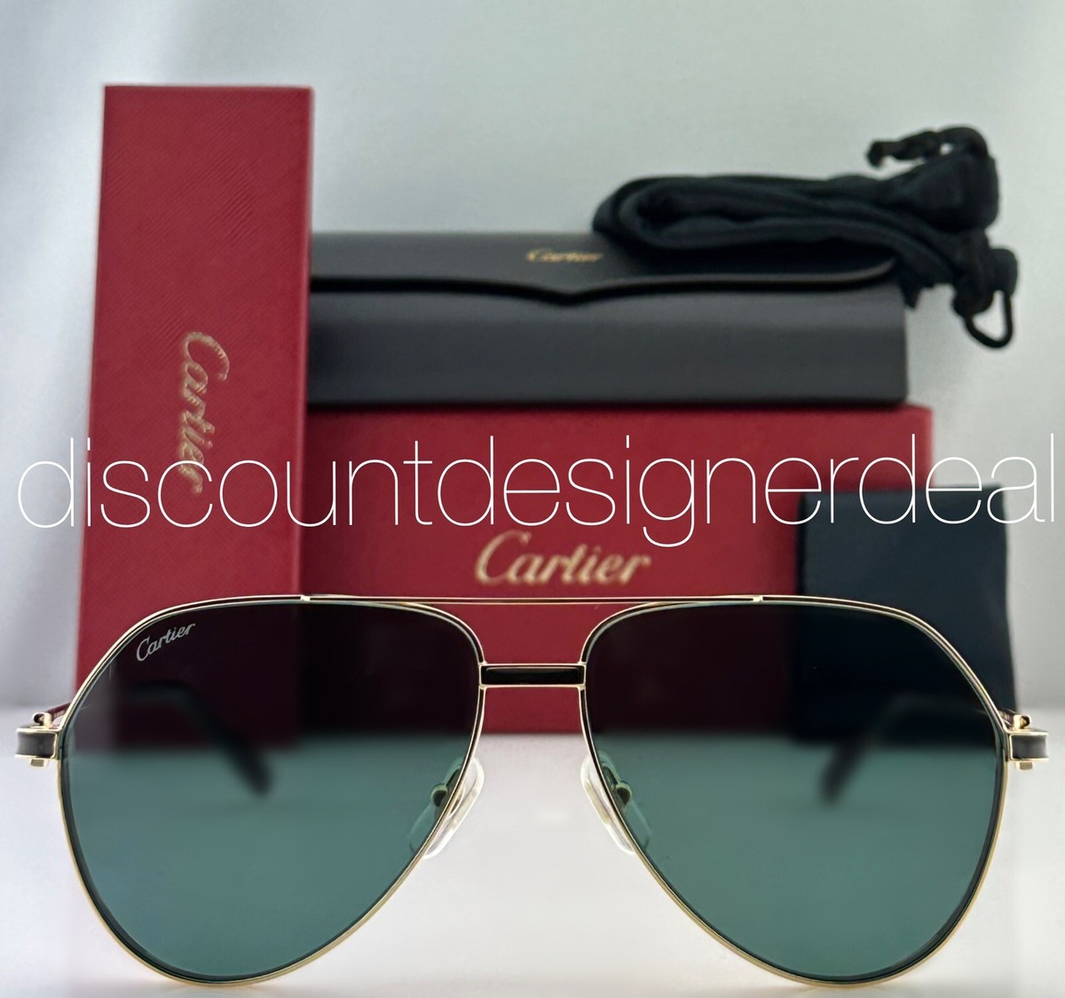 Cartierサングラス Cartier Aviator Sunglasses CT0334S 002 C Decor Gold Metal