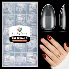 Oval Round Gel x Nail Tips, 504pcs Full Matte Short Oval Almond Oval Full Cover