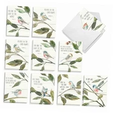 The Best Card Company - 20 Blank Notes with Envelopes - All Scripture Birds