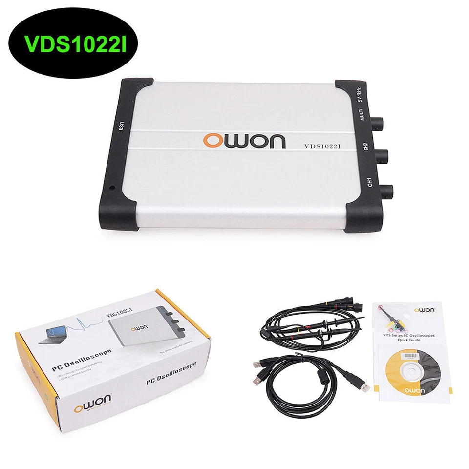 OWON VDS1022I USB Isolation PC Digital Storage Oscilloscope 25MHz 2+1 Ch 100MS/S - Image 3 of 4