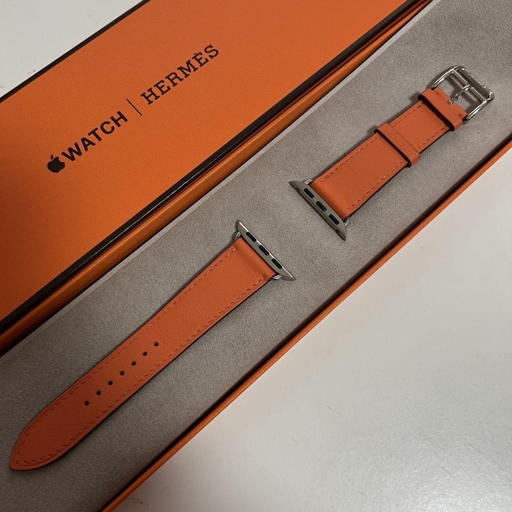 Hermes Leather Apple Watch Band 41mm 42mm Compatible Series 4-10 Brown