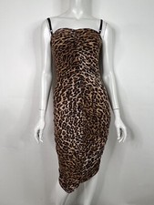 Vtg DOLCE & GABBANA D&G BROWN LEOPARD PRINT MICRO TERRY DRESS 42 M