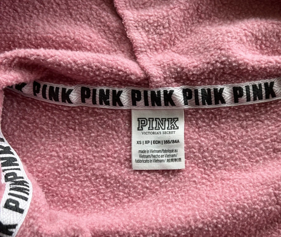 UNDERCOVER Felpa con cappuccio Victoria's Secret donna taglia XS L S maniche tinte cravatta ROSA usata