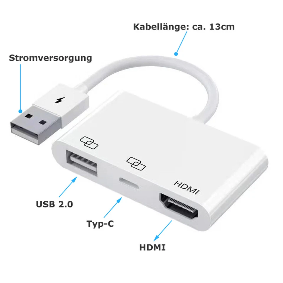 H74C USB 2.0+USB Type C To HDMI Adapter 1080P HDTV Mirroring Charging Cable - Image 3 of 4