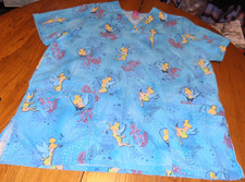 THE WONDERFUL WORLD OF DISNEY "TINKERBELL" BLUE S/S SCRUB TOP WOMEN'S SIZE L
