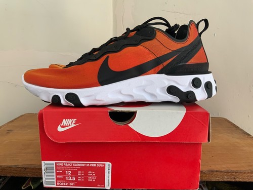 Nike React Element 55 PRM SU19 Size 12 BQ9241 001 Black-Tour Yellow-White New - Picture 2 of 5