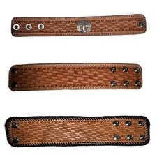 LEATHER Wide Cuff Bracelet Wristband - You Choose Hand Tooled Design SALE