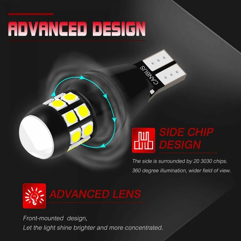 2x T10 921 LED Bombillas de Retroceso 912 6000K Blanco para GMC Ford Chevy EE. UU. Foto 4 de 4