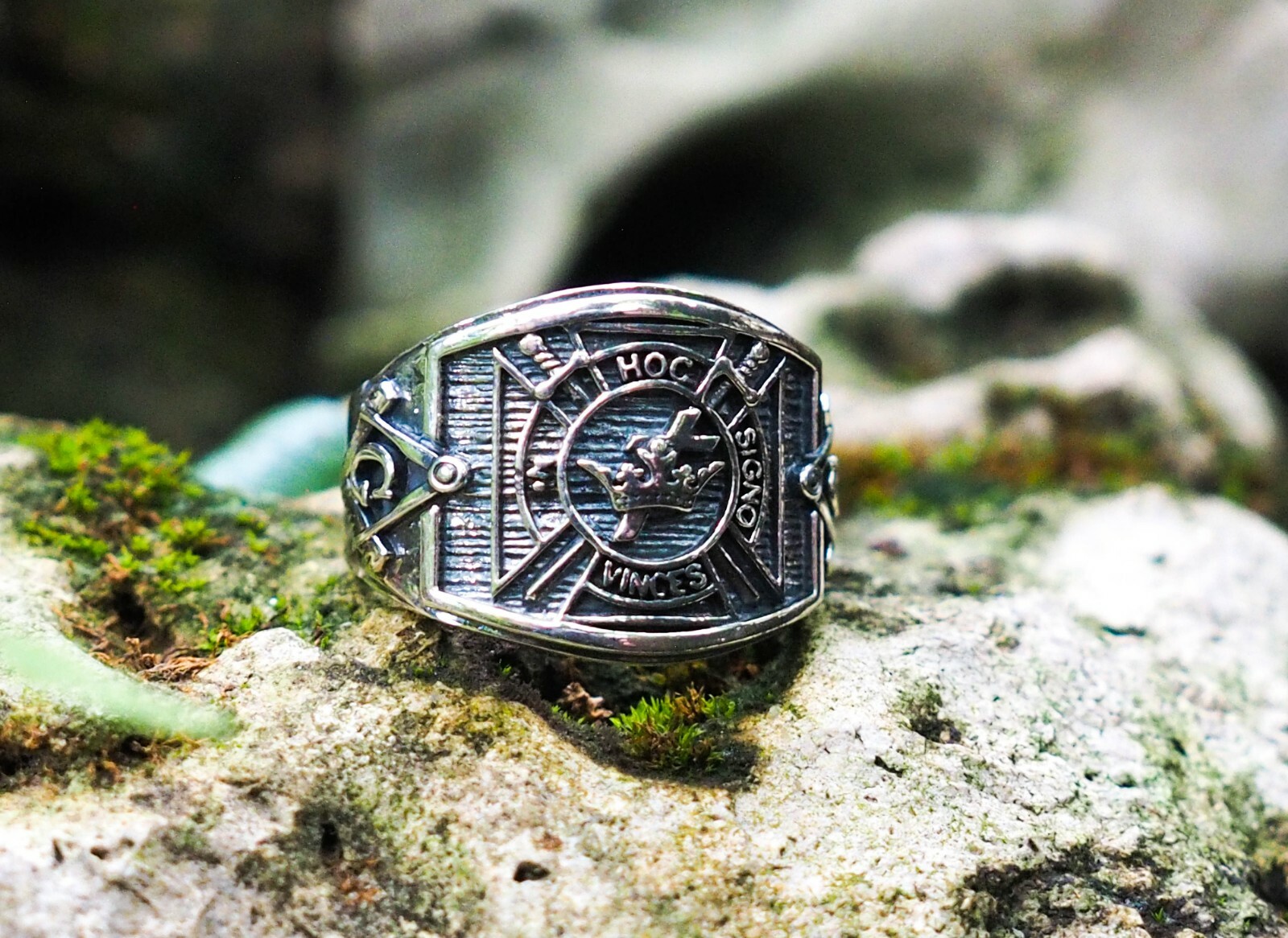 925 Sterling Silver Knights Templar Masonic In Hoc Signo Ring Size 6-15 ...