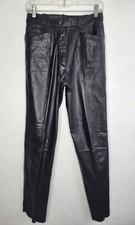 Pioneer Wear Black Leather Women  s Lined Vintage Pants Size 12 Long Mid Rise