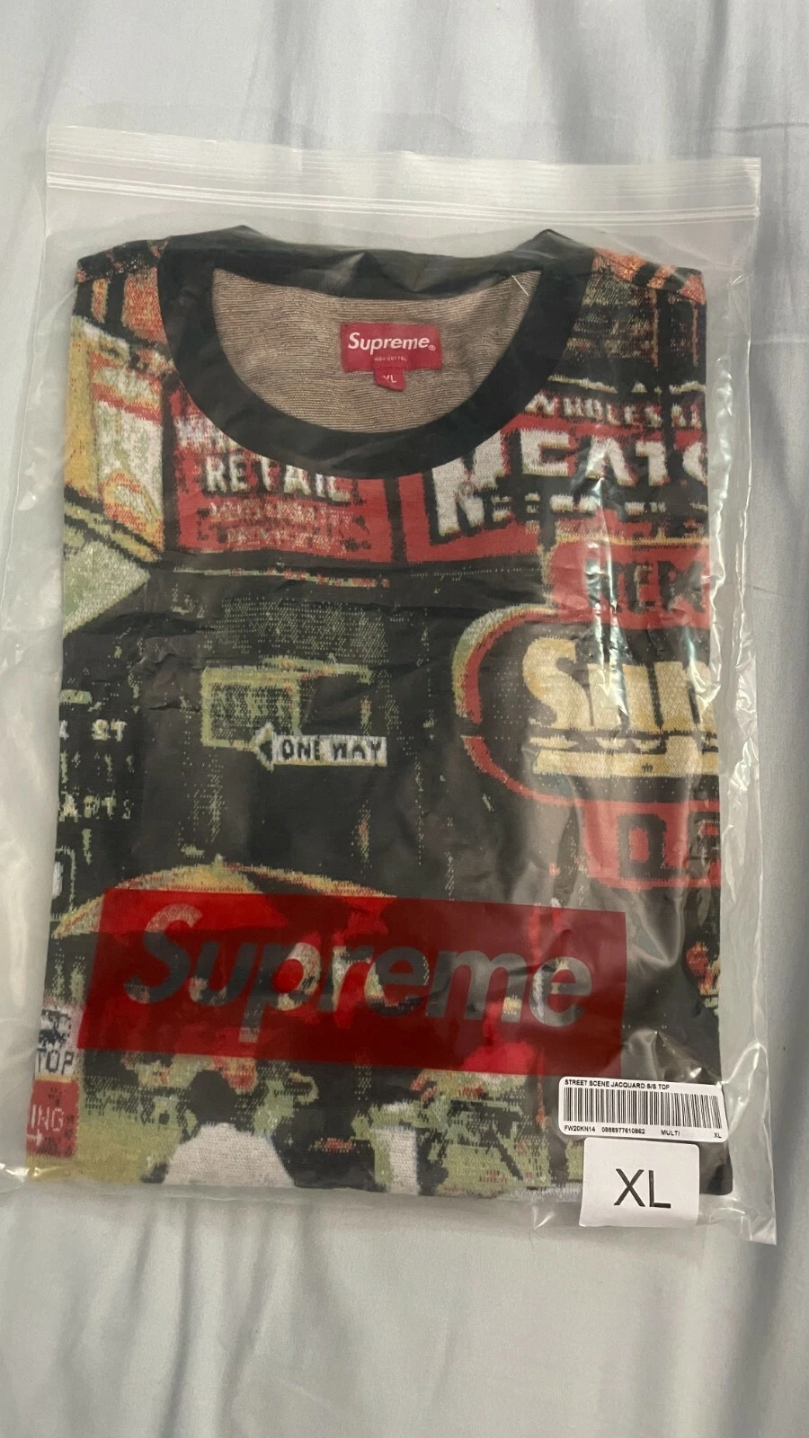 TOP SUPREME STREET SCENE JACQUARD S/S TAILLE XL MULTICOLORE FW20 NEUF/NON PORTÉ