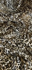 Ivory Multicoloured Jaguar Print Chiffon Fabric 58'' PRICE PER METER