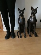 KATZEN 2 SKULPTUREN Ägypten BASTET sehr alt, sehen super aus !!!!! Metall 20 kg 
