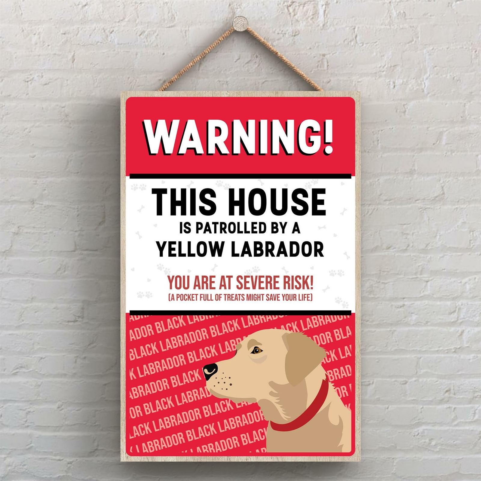 LABRADOR YELLOW WORKS OF K PEARSON DOG BREED ILLUSTRATION WOODEN HANGING PLAQUE
