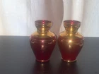 Vintage Vecchia Murano Venetian Glass Vase 5”  Tall  SET of 2