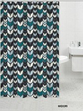 Gray Blue Leaves Leaf Fabric Shower Curtain 70" x 72 Inch 100 Polyester NEW