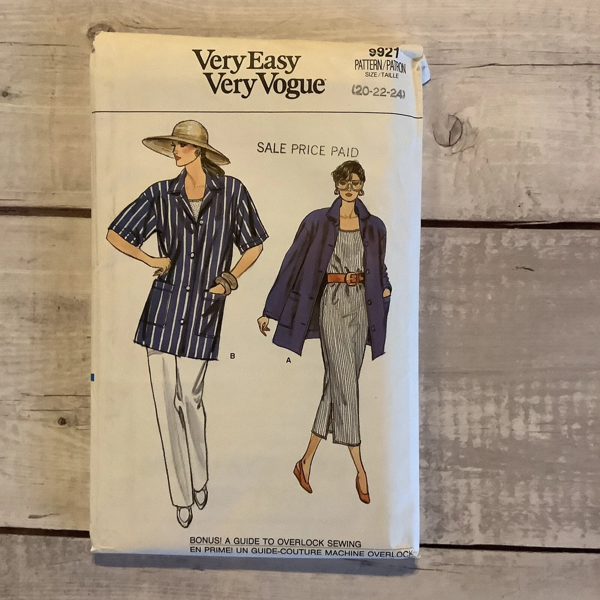 Vogue 9921 Sewing Pattern Tank Top Dress Jacket Pants Misses Sz 20 24 UNCUT