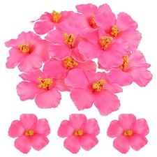 Pink Hawaiian Hibiscus Flowers Artificial 10pcs Faux Tropical Decor 3.93 Inch