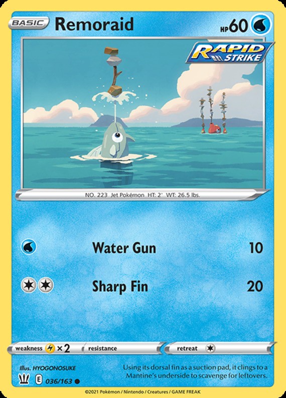 Remoraid - 036/163 - Common (Near Mint) Battle Styles - Water Pokémon