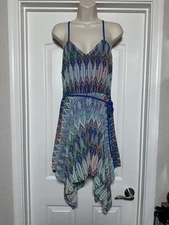 NWT My Michele Bohemian Asymmetrical Abstract Pattern Spaghetti Strap Dress Sz M