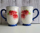 Pioneer Woman Coffee Mugs Footed Heritage Floral 18oz Farmhouse SET Of 2 New