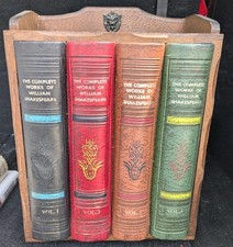 Vintage William Shakespeare Faux Book Bar Set Decanter & 6 Shot Glasses (Rare)