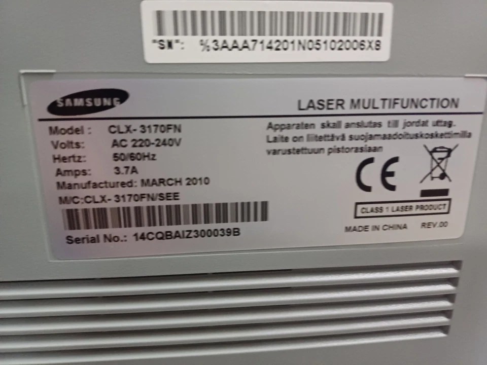 STAMPANTE A COLORI   SAMSUNG CLX 3170 FN MULTIFUNZIONE NON FUNZIONANTE . - Immagine 3 di 4