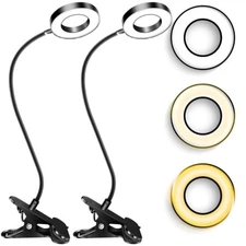 2PCS LED Desk Lamp Adjustable Swing Arm Lamp with Clamp Eye-Caring Reading Light