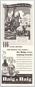 1940 Haig & Haig Scotch Whisky Boston Tea Party art Vintage Print Ad
