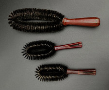 3 Vintage Stanley Clothes Brushes Oval Bristles, 2 Bakelite 1 Wood Handle