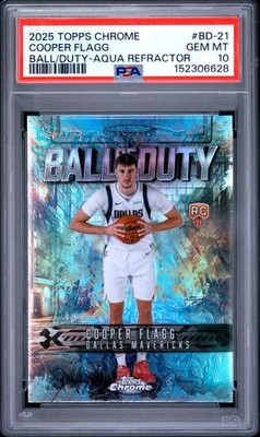 2025 TOPPS CHROME BALL OF DUTY AQUA REFRACTOR #BD-21 COOPER FLAGG 156/199 PSA 10